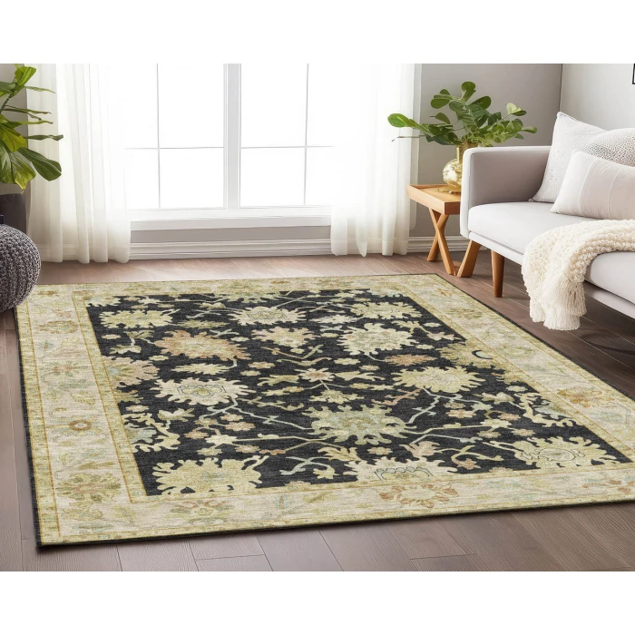 Dalyn Luxury Washable Hatay HY2 Black 5' x 7'6" Rug