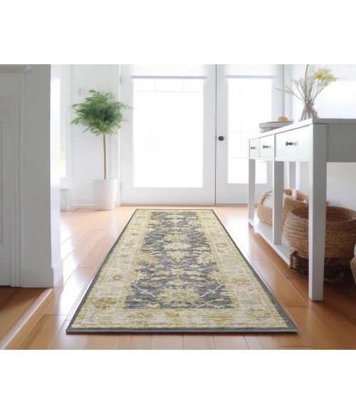 Dalyn Luxury Washable Hatay HY2 Gray 2'3" x 7'6" Runner Rug