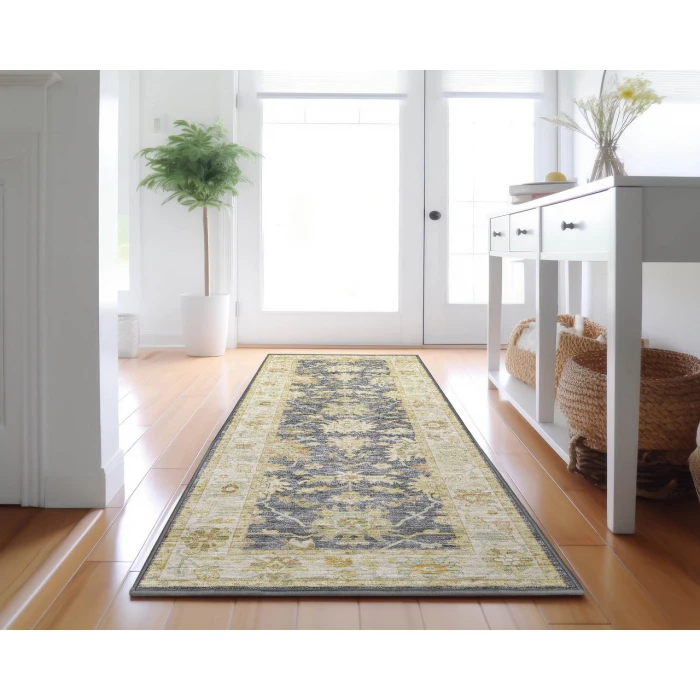 Dalyn Luxury Washable Hatay HY2 Gray 2'3" x 7'6" Runner Rug