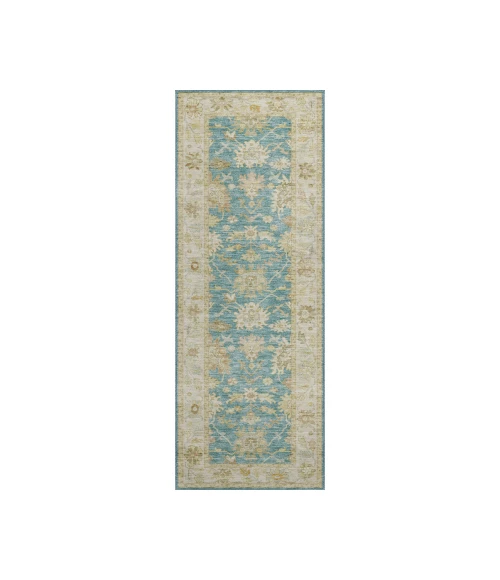 Dalyn Luxury Washable Hatay HY2 Teal 2'3" x 7'6" Runner Rug