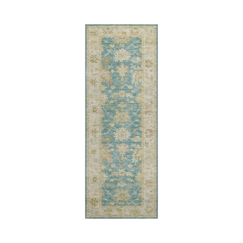 Dalyn Luxury Washable Hatay HY2 Teal 2'3" x 7'6" Runner Rug