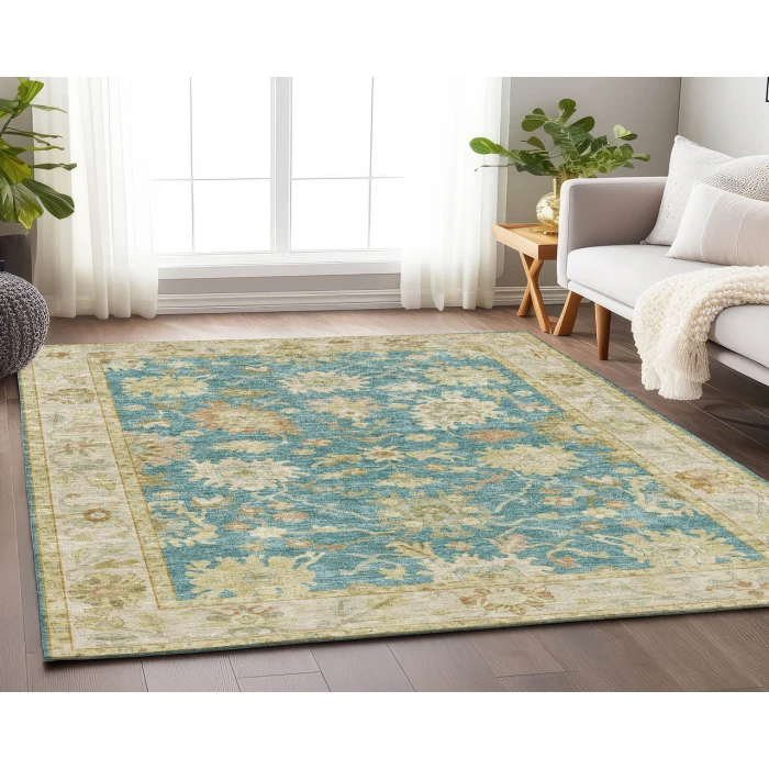 Dalyn Luxury Washable Hatay HY2 Teal 2'6" x 3'10" Rug