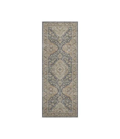 Dalyn Luxury Washable Hatay HY3 Charcoal 2'3" x 7'6" Runner Rug