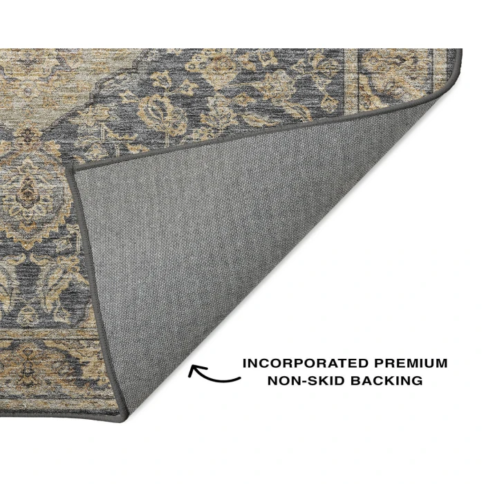 Dalyn Luxury Washable Hatay HY3 Charcoal 3' x 5' Rug