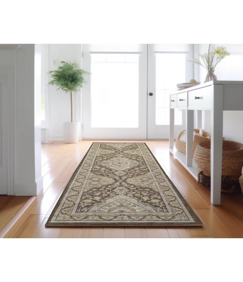 Dalyn Luxury Washable Hatay HY3 Chocolate 2'3" x 7'6" Runner Rug