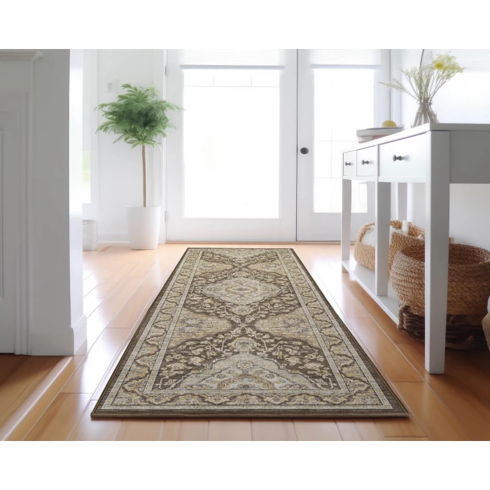 Dalyn Luxury Washable Hatay HY3 Chocolate 2'3" x 7'6" Runner Rug