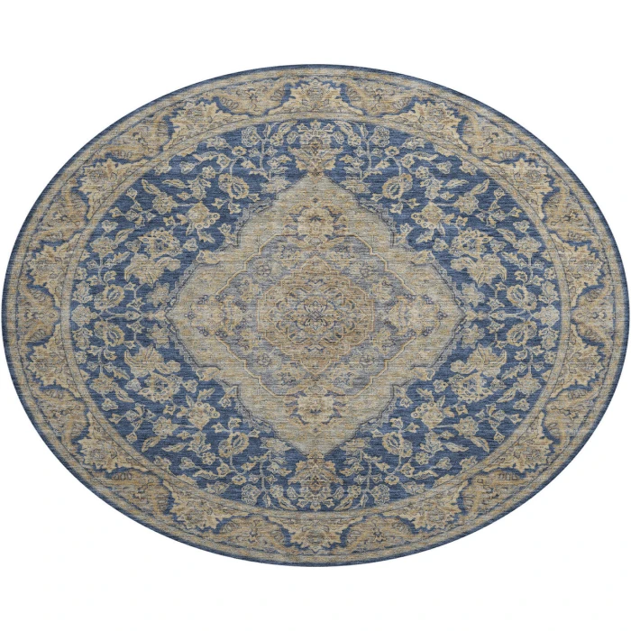Dalyn Luxury Washable Hatay HY3 Navy 8' x 8' Round Rug