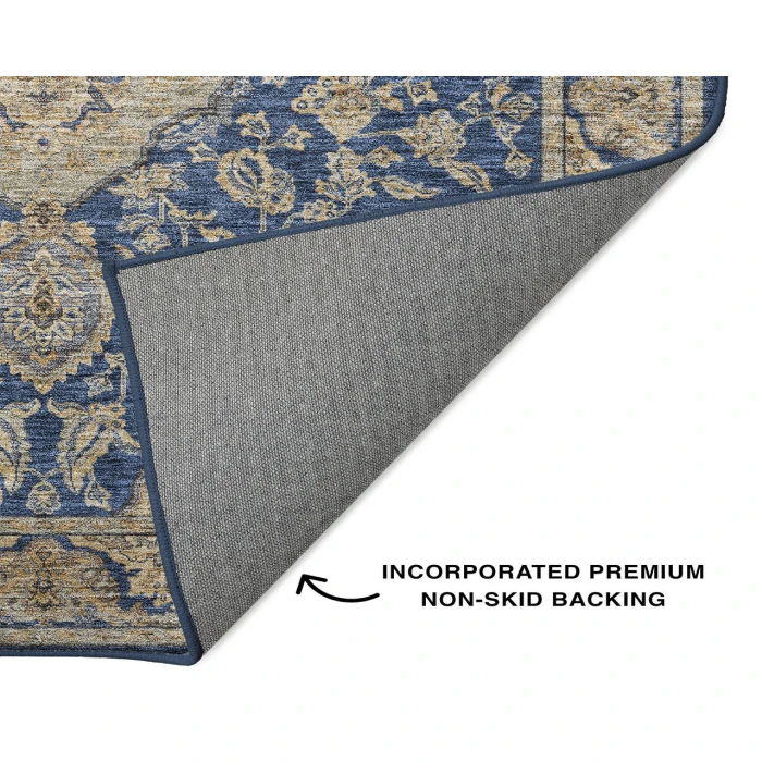 Dalyn Luxury Washable Hatay HY3 Navy 8' x 8' Round Rug
