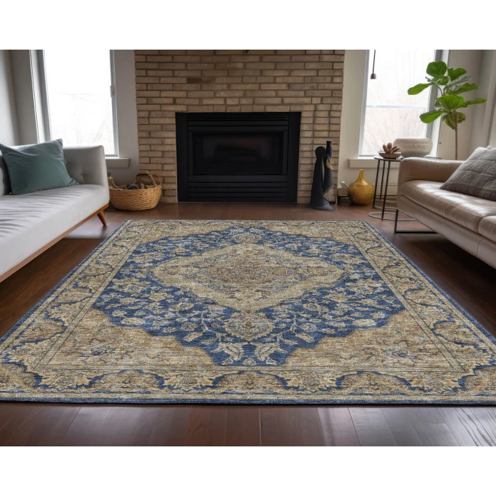 Dalyn Luxury Washable Hatay HY3 Navy 9' x 12' Rug