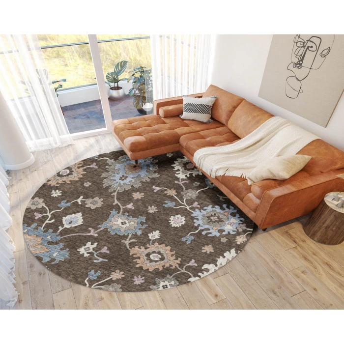 Dalyn Luxury Washable Hatay HY4 Chocolate 8' x 8' Round Rug