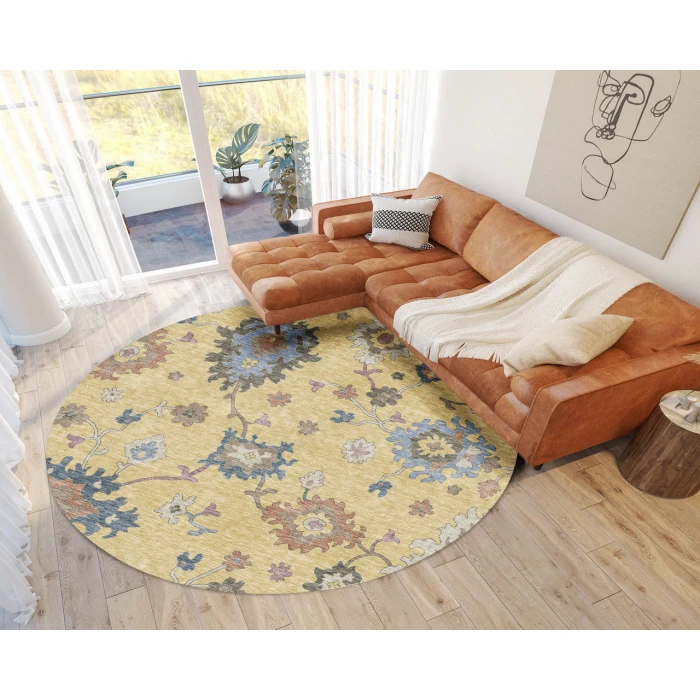 Dalyn Luxury Washable Hatay HY4 Gold 8' x 8' Round Rug