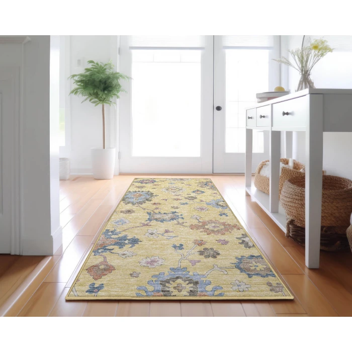 Dalyn Luxury Washable Hatay HY4 Gold 2'3" x 7'6" Runner Rug