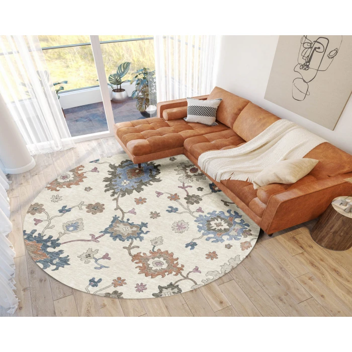 Dalyn Luxury Washable Hatay HY4 Ivory 8' x 8' Round Rug