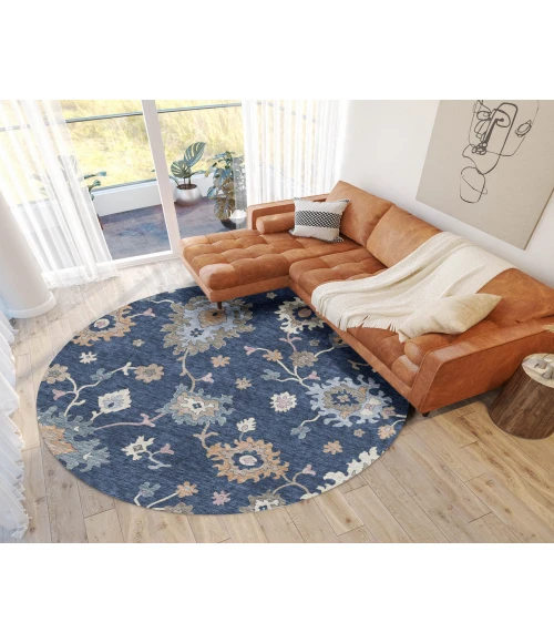 Dalyn Luxury Washable Hatay HY4 Navy 8' x 8' Round Rug