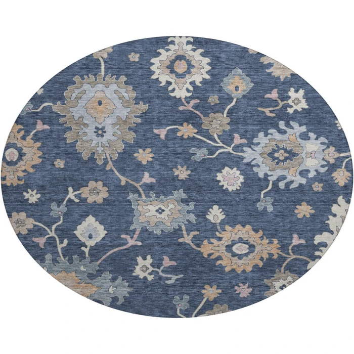 Dalyn Luxury Washable Hatay HY4 Navy 8' x 8' Round Rug