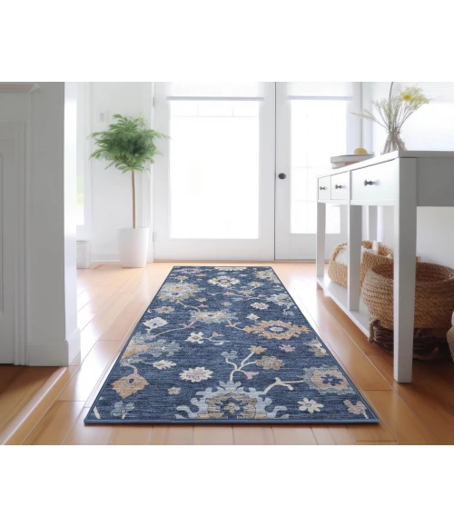Dalyn Luxury Washable Hatay HY4 Navy 2'3" x 7'6" Runner Rug