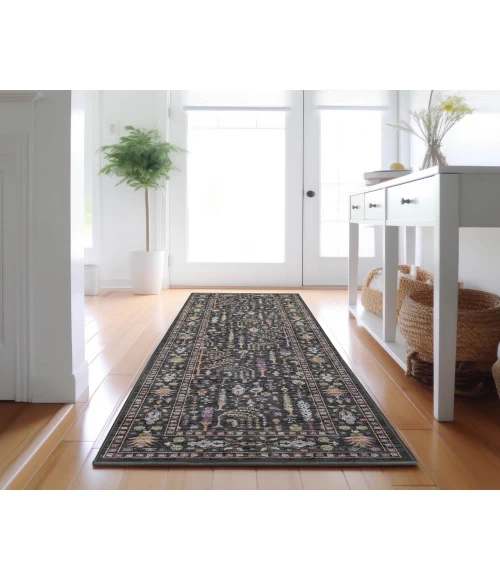 Dalyn Luxury Washable Hatay HY5 Black 2'3" x 7'6" Runner Rug