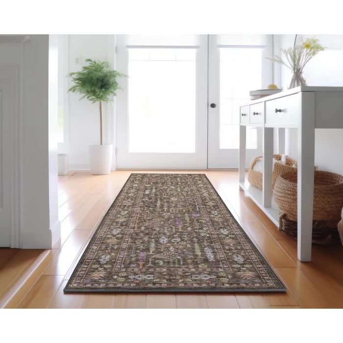 Dalyn Luxury Washable Hatay HY5 Brown 2'3" x 7'6" Runner Rug