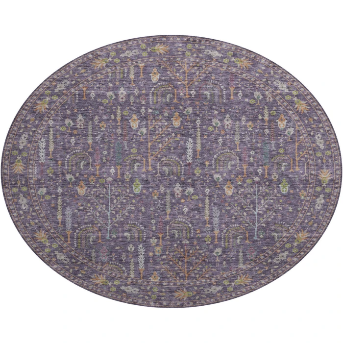 Dalyn Luxury Washable Hatay HY5 Eggplant 8' x 8' Round Rug
