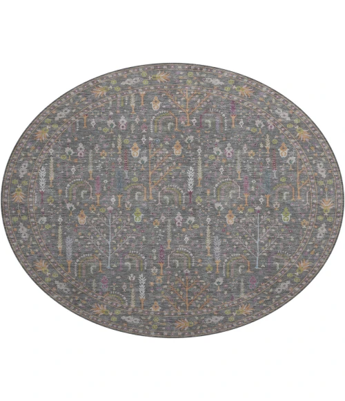 Dalyn Luxury Washable Hatay HY5 Gray 8' x 8' Round Rug