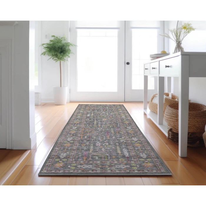 Dalyn Luxury Washable Hatay HY5 Gray 2'3" x 7'6" Runner Rug