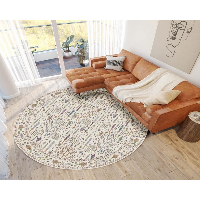 Dalyn Luxury Washable Hatay HY5 Ivory 8' x 8' Round Rug