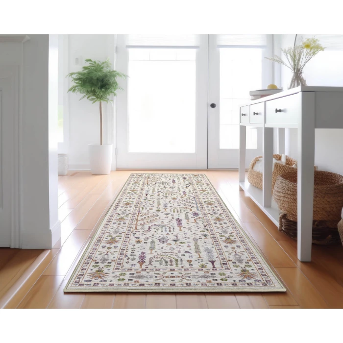 Dalyn Luxury Washable Hatay HY5 Ivory 2'3" x 7'6" Runner Rug