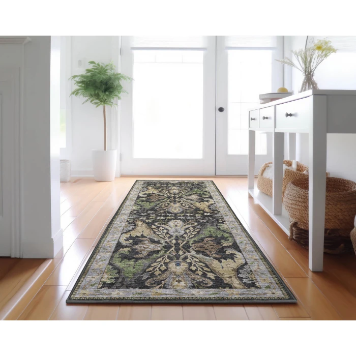 Dalyn Luxury Washable Hatay HY6 Black 2'3" x 7'6" Runner Rug