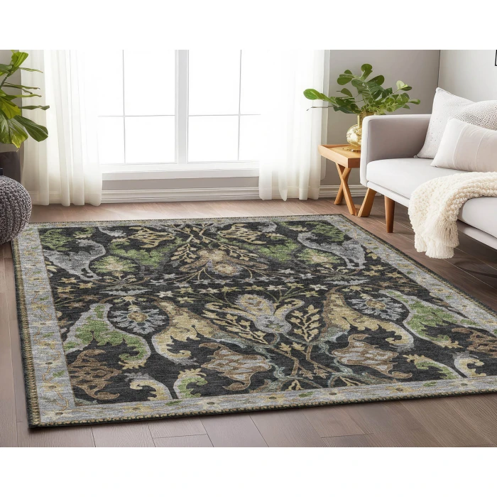 Dalyn Luxury Washable Hatay HY6 Black 5' x 7'6" Rug