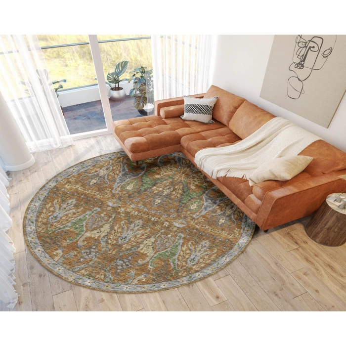 Dalyn Luxury Washable Hatay HY6 Copper 8' x 8' Round Rug