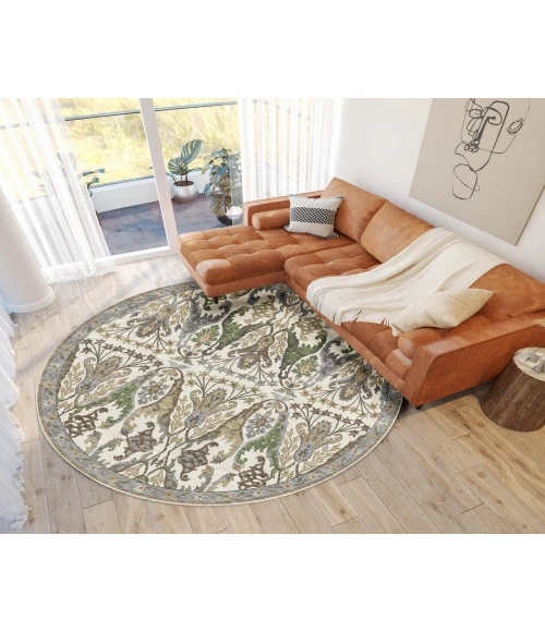 Dalyn Luxury Washable Hatay HY6 Ivory 8' x 8' Round Rug