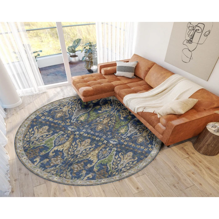 Dalyn Luxury Washable Hatay HY6 Navy 8' x 8' Round Rug