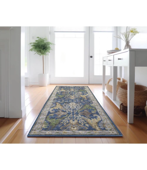 Dalyn Luxury Washable Hatay HY6 Navy 2'3" x 7'6" Runner Rug