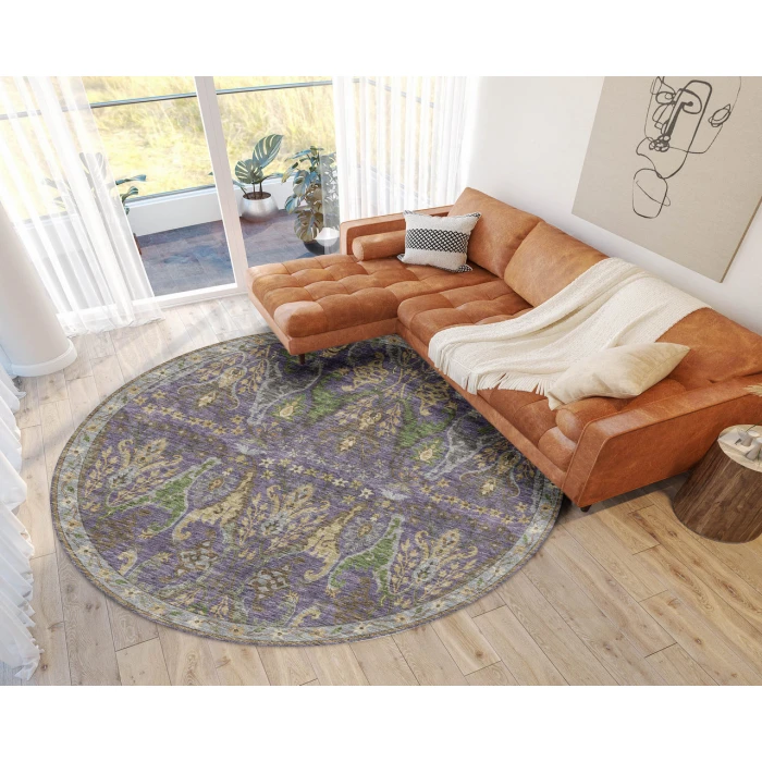 Dalyn Luxury Washable Hatay HY6 Purple 8' x 8' Round Rug