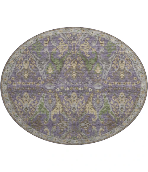 Dalyn Luxury Washable Hatay HY6 Purple 8' x 8' Round Rug
