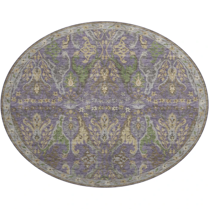 Dalyn Luxury Washable Hatay HY6 Purple 8' x 8' Round Rug