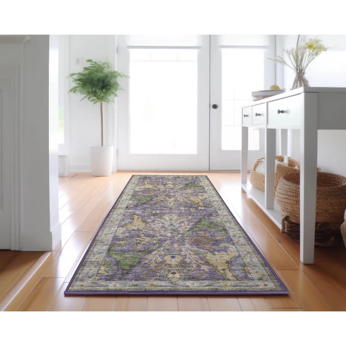 Dalyn Luxury Washable Hatay HY6 Purple 2'3" x 7'6" Runner Rug