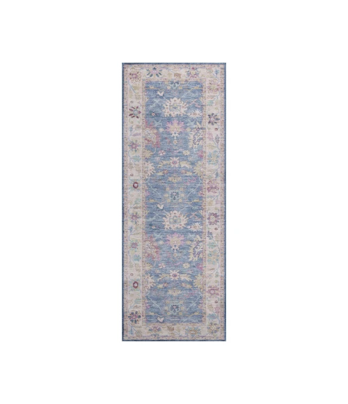 Dalyn Luxury Washable Hatay HY7 Blue 2'3" x 7'6" Runner Rug