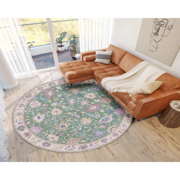 Dalyn Luxury Washable Hatay HY7 Lime 8' x 8' Round Rug