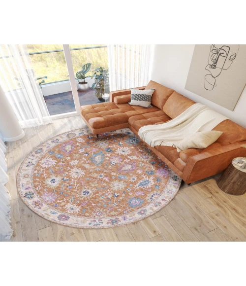 Dalyn Luxury Washable Hatay HY7 Orange 8' x 8' Round Rug