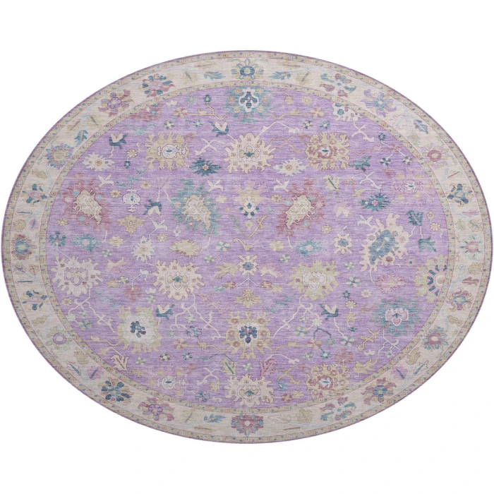 Dalyn Luxury Washable Hatay HY7 Purple 8' x 8' Round Rug