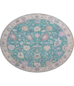 Dalyn Luxury Washable Hatay HY7 Teal 8' x 8' Round Rug