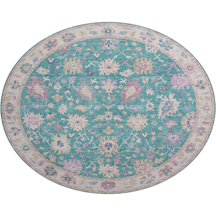 Dalyn Luxury Washable Hatay HY7 Teal 8' x 8' Round Rug