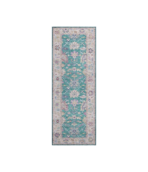 Dalyn Luxury Washable Hatay HY7 Teal 2'3" x 7'6" Runner Rug