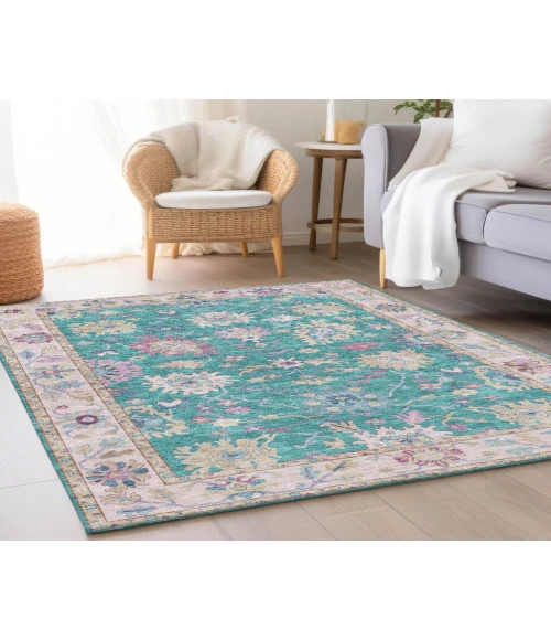 Dalyn Luxury Washable Hatay HY7 Teal 3' x 5' Rug