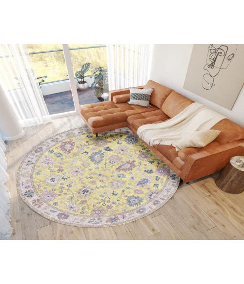 Dalyn Luxury Washable Hatay HY7 Yellow 8' x 8' Round Rug
