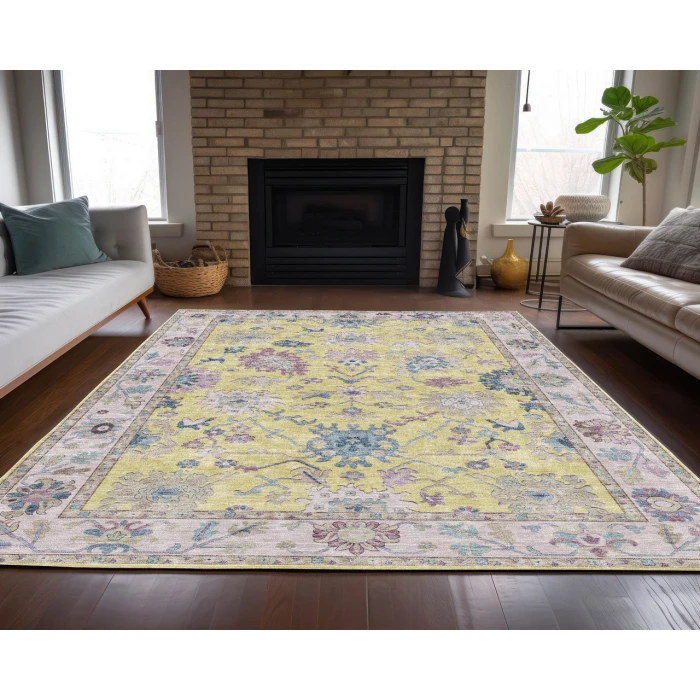 Dalyn Luxury Washable Hatay HY7 Yellow 9' x 12' Rug