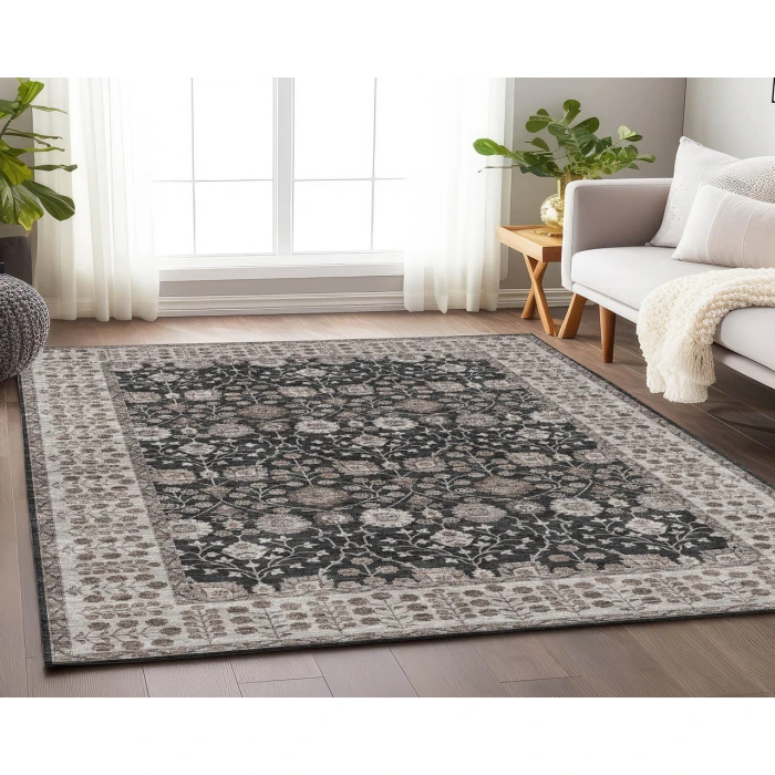 Dalyn Luxury Washable Hatay HY8 Black 2'6" x 3'10" Rug