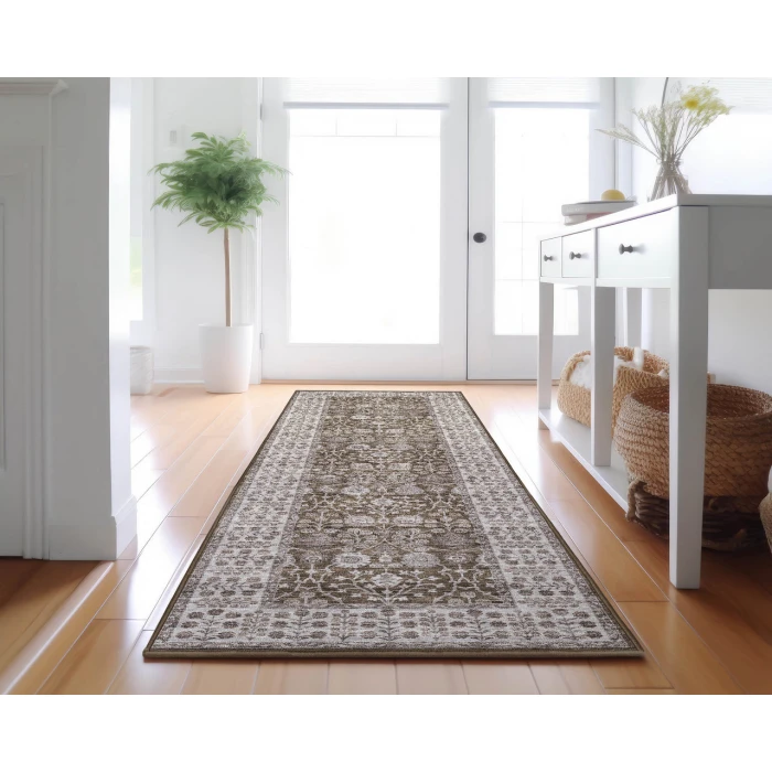Dalyn Luxury Washable Hatay HY8 Chocolate 2'3" x 7'6" Runner Rug