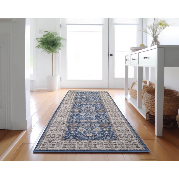 Dalyn Luxury Washable Hatay HY8 Navy 2'3" x 7'6" Runner Rug